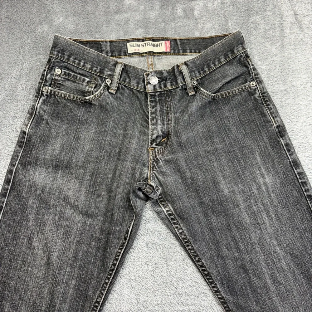 Levi's 514 Slim Straight Jeans Men 30x32 Black Good Frayed Hem Zip Fly